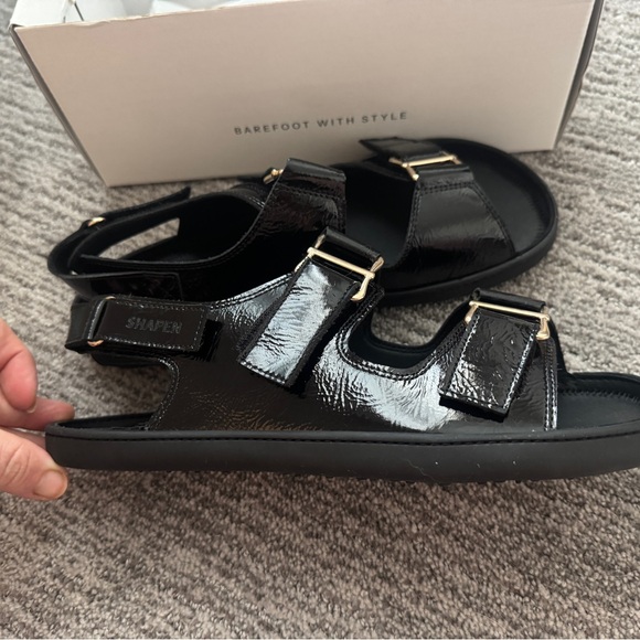 SHAPEN Barefoot Black Sandals with Gold Buckles - NEVER WORN - Picture 5 of 7